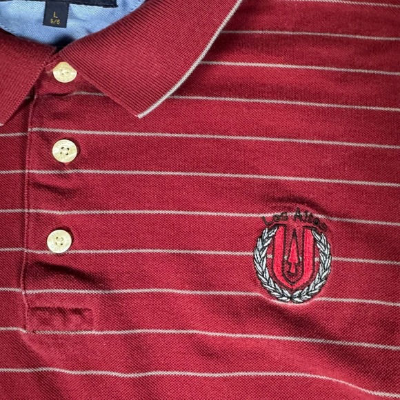 Tommy Hilfiger Golf Mens Large Burgundy Striped Long Sleeve Polo Shirt Los Altos - Picture 2 of 9